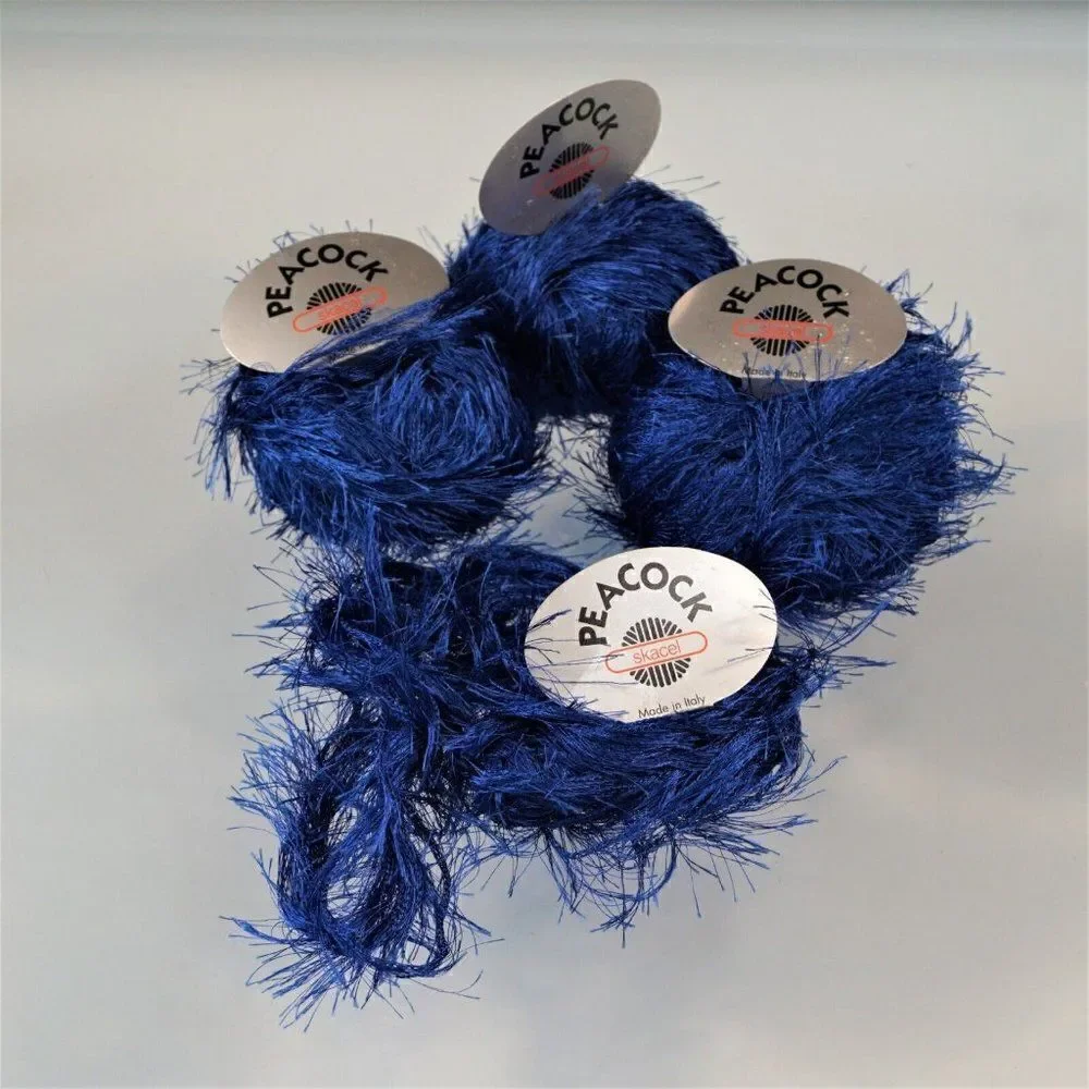Skacel Collection Peacock Eyelash Yarn Color No 12 Blue Made In Italy 164 Gr Lot